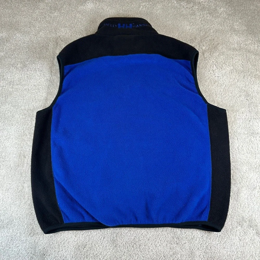 Vintage Helly Hansen Men's Fleece Vest Blue Black Full Zip Mock Neck PG-U Size M
